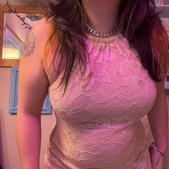 Nude Cream Lacey Maxi Mermaid Prom Dress Xscape Size 4 Special Occasion - Picture 3 of 11